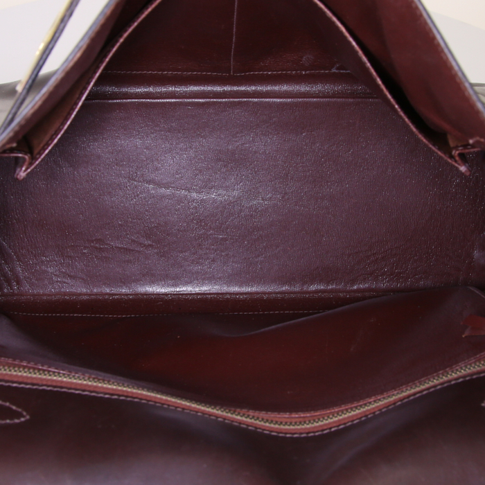 Hermes Kelly 32 cm handbag in brown box leather - Detail D2
