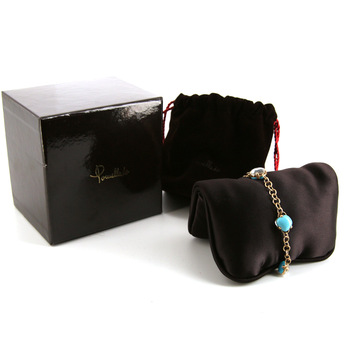 Pomellato Capri bracelet in pink gold,  turquoise and rock crystal