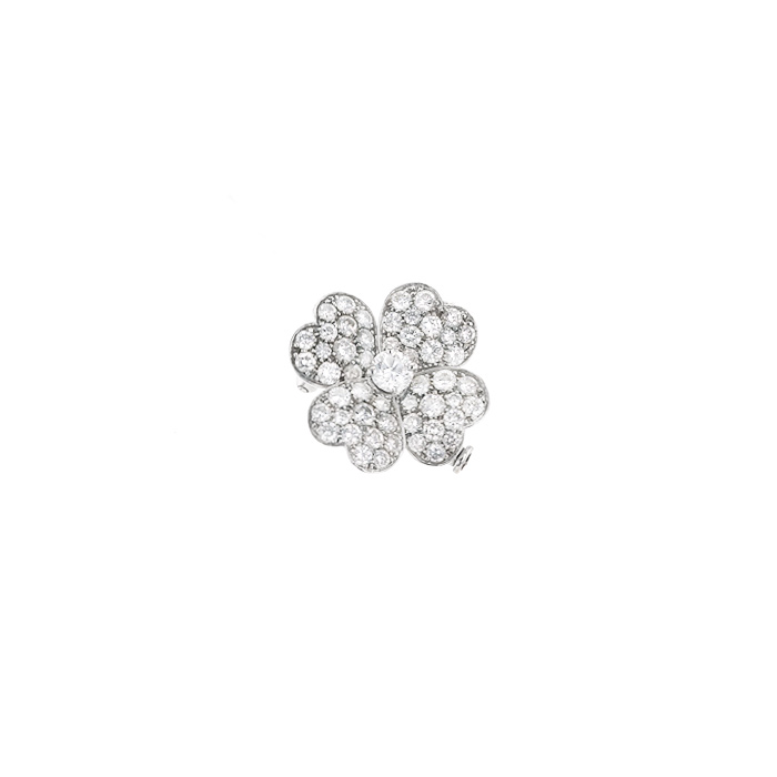 Van Cleef & Arpels Cosmos medium model brooch-pendant in white gold and diamonds - Detail D1