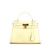 Hermes Kelly 32 cm handbag in cream color box leather and beige hair - 360 thumbnail