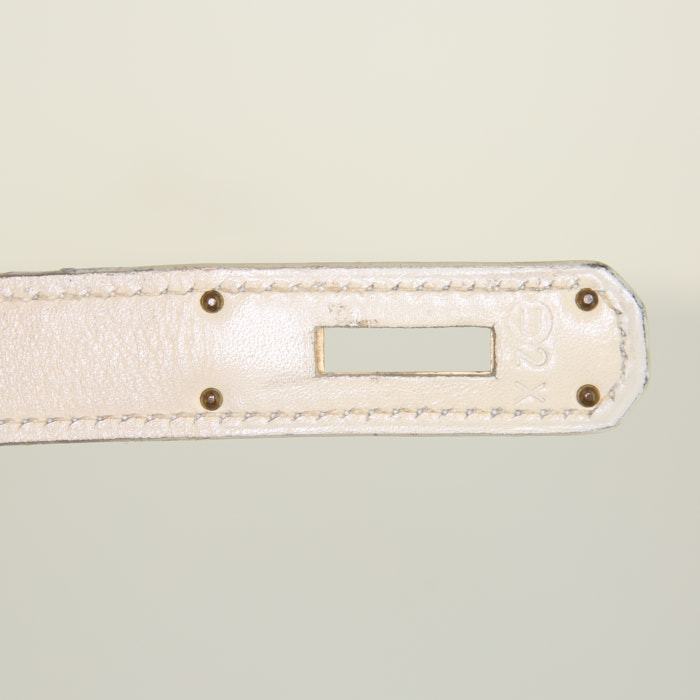 Sac à main Hermes Kelly 32 cm en cuir box crème et crin beige - Detail D5