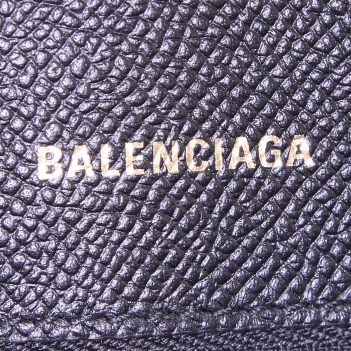Borsa a tracolla Balenciaga Ville Top Handle in pelle martellata blu - Detail D4