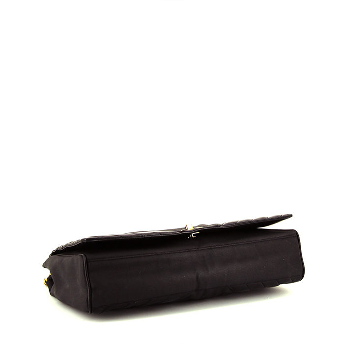 Sac bandoulière Chanel  Vintage en toile noire et cuir noir - Detail D4