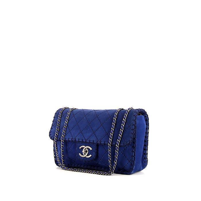 Bolso de mano Chanel Timeless en ante azul y negro - 00pp