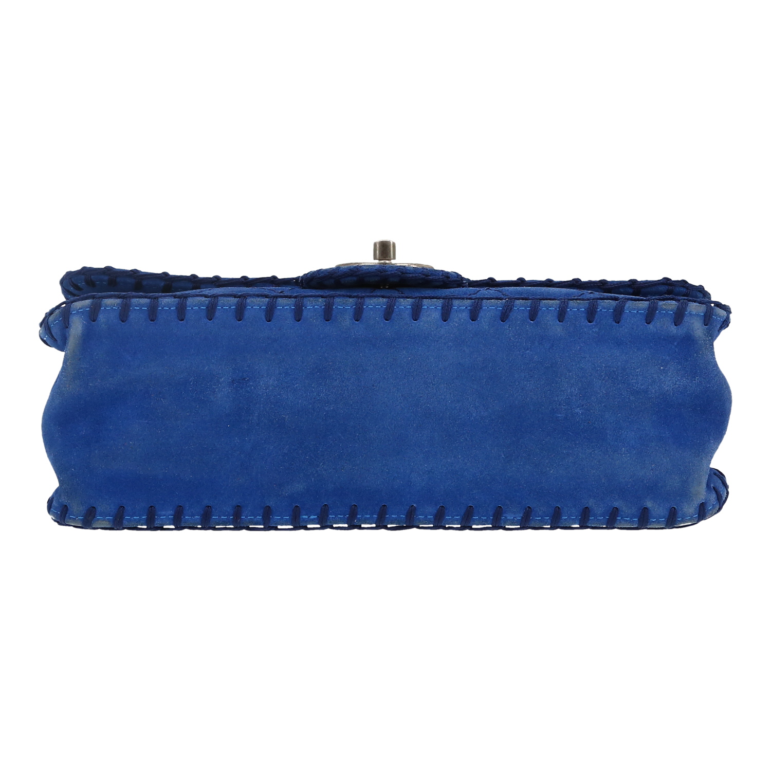 Borsa Chanel  Timeless Classic in tessuto scamosciato blu e nero - Detail D1