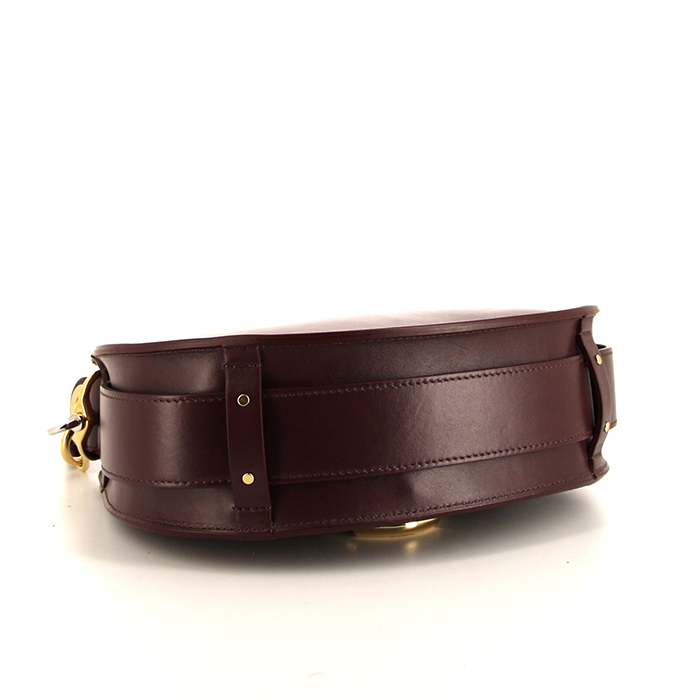 Chloé Tess large model shoulder bag in burgundy leather - Detail D4