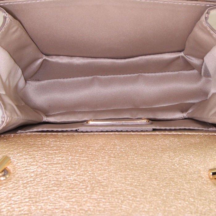 Borsa Salvatore Ferragamo Vara Bow Bag in pelle dorata con paillettes - Detail D3