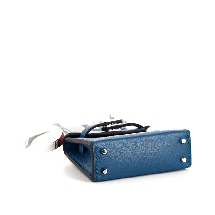 Borsa Hermès Kelly Twilly bag charm in pelle Swift Bleu Izmir e seta - Detail D5