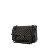 Chanel 2.55 shoulder bag in black chevron quilted leather - 00pp thumbnail