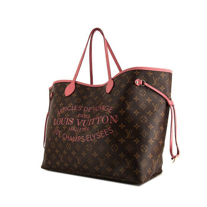 Louis Vuitton Neverfull large model shopping bag in brown monogram canvas and pink leather - 00pp