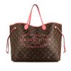 Louis Vuitton Neverfull large model shopping bag in brown monogram canvas and pink leather - 360 thumbnail