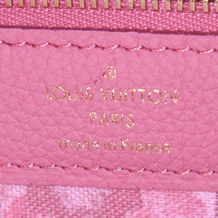 Sac cabas Louis Vuitton Neverfull grand modèle en toile monogram marron et cuir rose - Detail D3