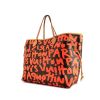 Shopping bag Louis Vuitton Neverfull modello grande in tela monogram marrone e arancione con decoro graffiti - 00pp thumbnail