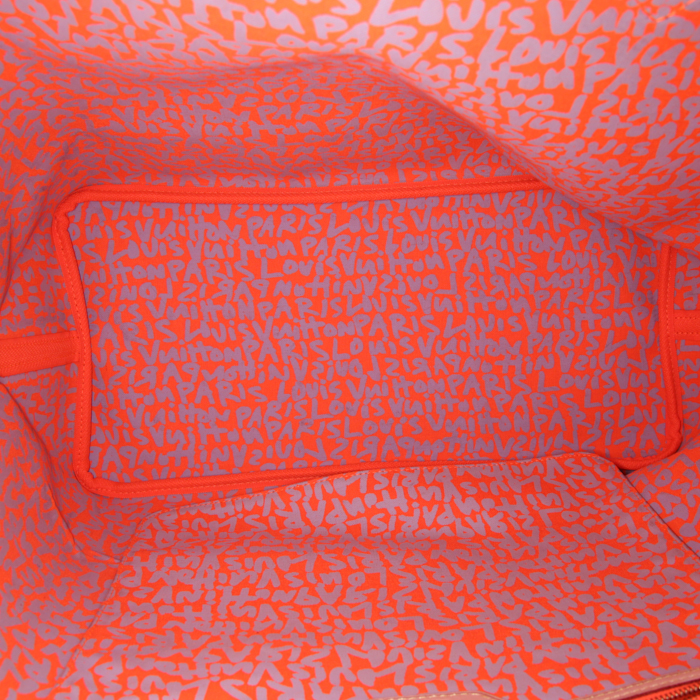 Louis Vuitton Neverfull large model shopping bag in brown and orange monogram canvas - Detail D2