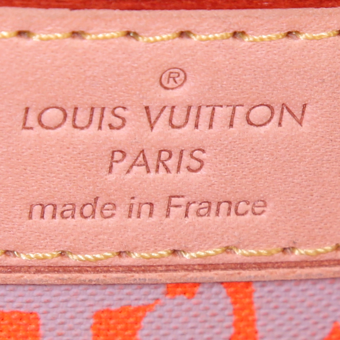 Sac cabas Louis Vuitton Neverfull grand modèle en toile monogram marron et orange - Detail D3