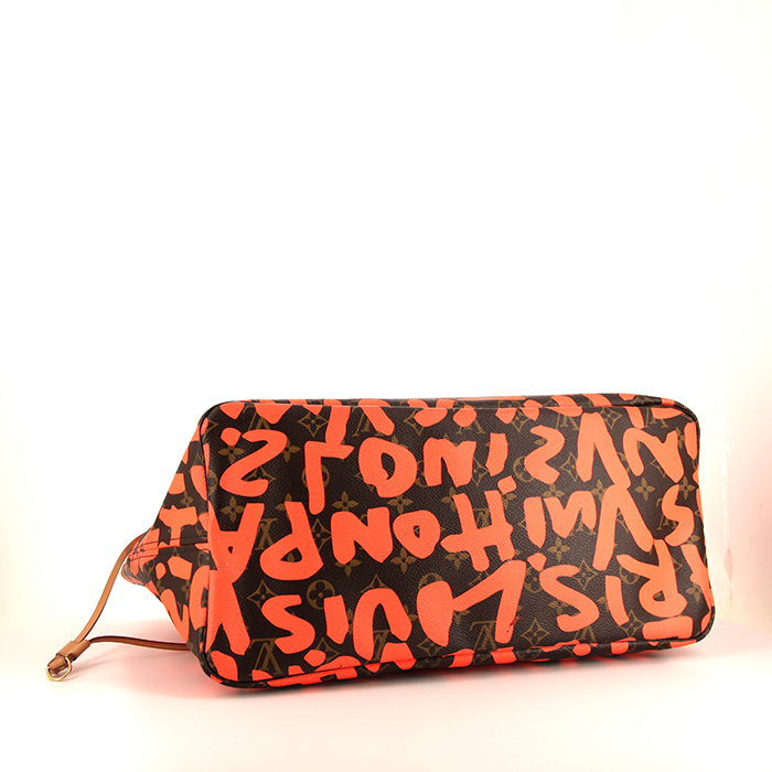 Louis Vuitton Neverfull large model shopping bag in brown and orange monogram canvas - Detail D4