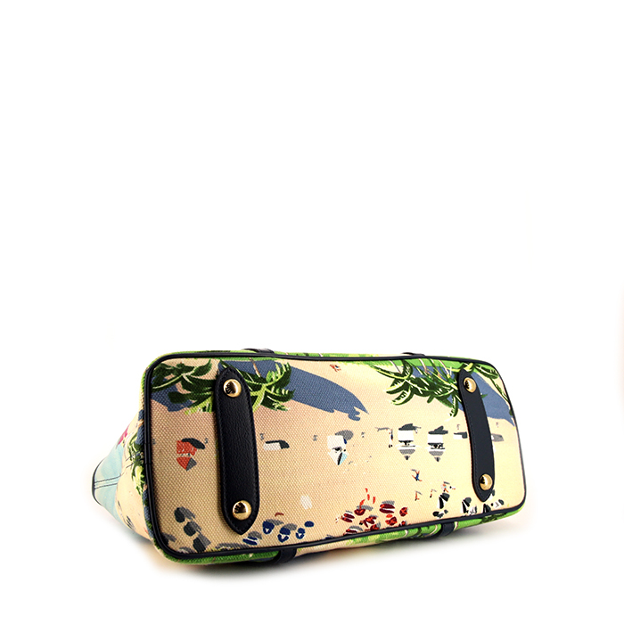 Bolso Cabás Louis Vuitton Escale en lona beige y azul - Detail D4