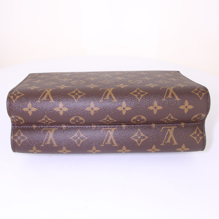 Borsa a tracolla Louis Vuitton Victoire in tela monogram marrone e pelle nera - Detail D5