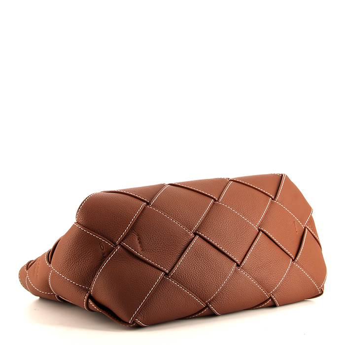 Shopping bag Loewe Woven in pelle intrecciata marrone - Detail D5