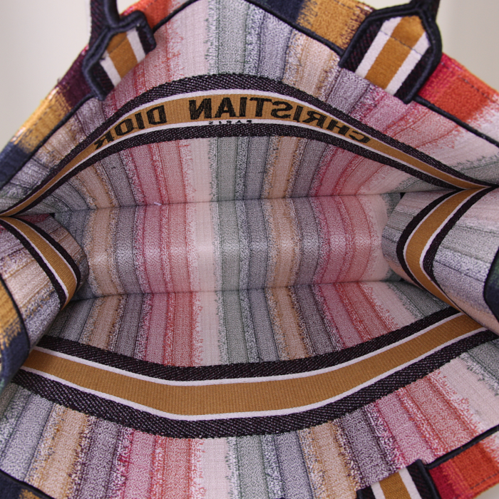 Sac cabas Dior Book Tote en toile multicolore - Detail D2