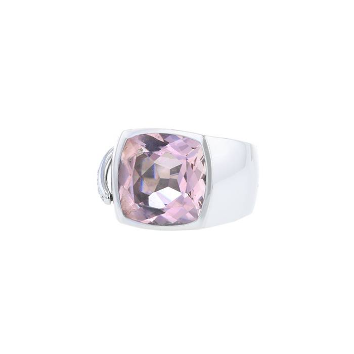 Chaumet Lien large model ring in white gold, diamonds and morganite