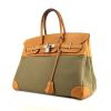 Hermes Birkin 35 cm handbag in gold leather and khaki canvas - 00pp thumbnail