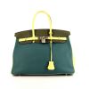 Hermes Birkin 35 cm handbag in yellow, green and pigeon blue tricolor Swift leather - 360 thumbnail