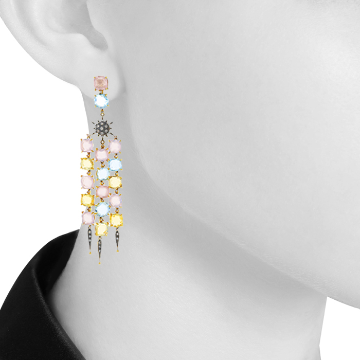 H. Stern Moonlight pendants earrings in yellow gold, brown diamonds and colored stones