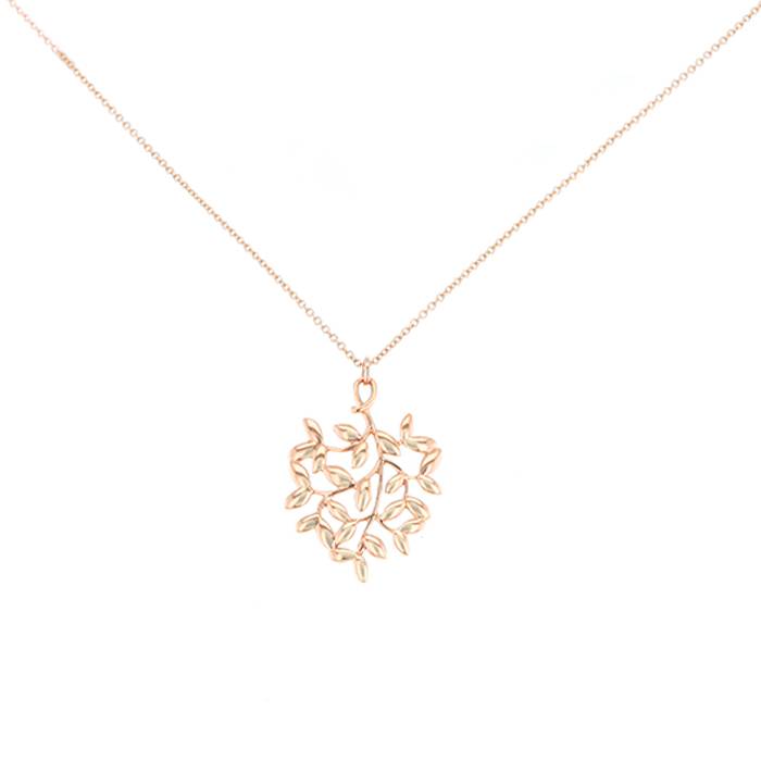 Paloma Picasso® Olive Leaf pendant in 18k rose gold with a diamond, mini. |  Tiffany & Co.
