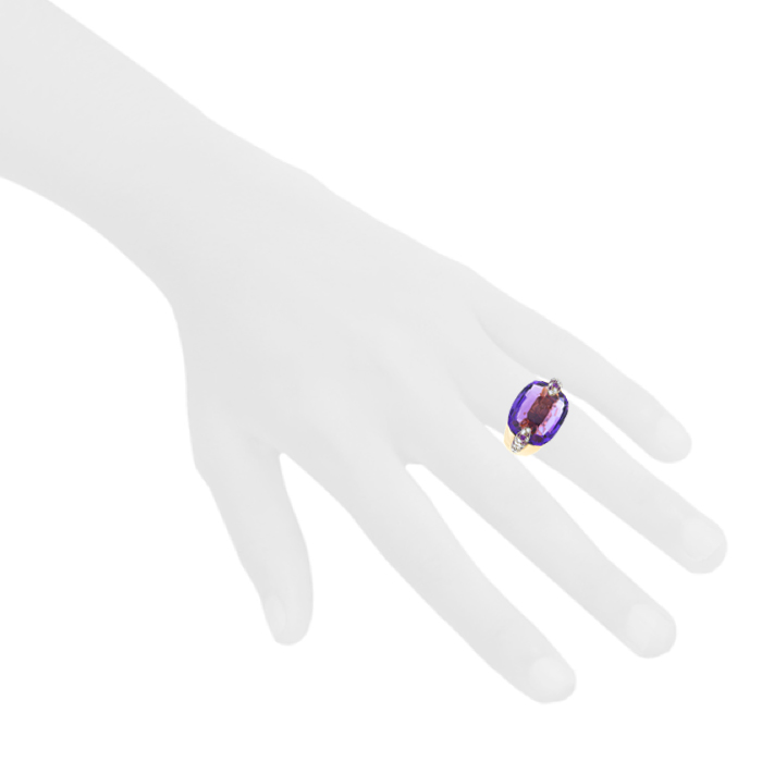 Pomellato Pin Up ring in pink gold,  amethyst and sapphires - Detail D1