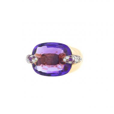 Anello Pomellato Pin Up in oro rosa,  ametista e zaffiri rosa