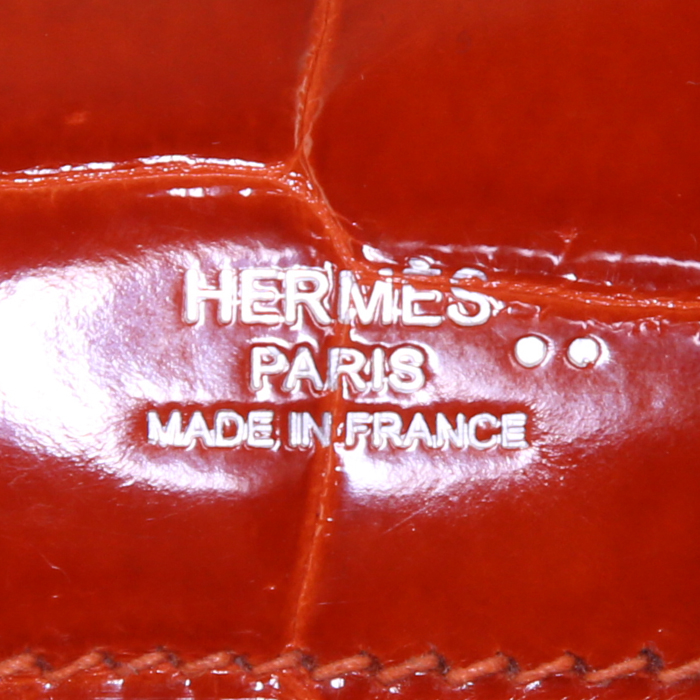 Bolsito de mano Hermès Kelly Cut en cocodrilo niloticus naranja - Detail D3