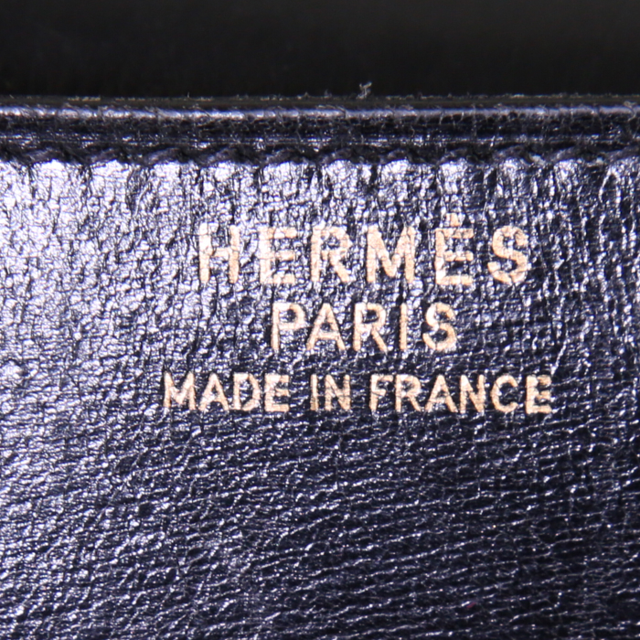 Hermes Monaco handbag in black box leather - Detail D4