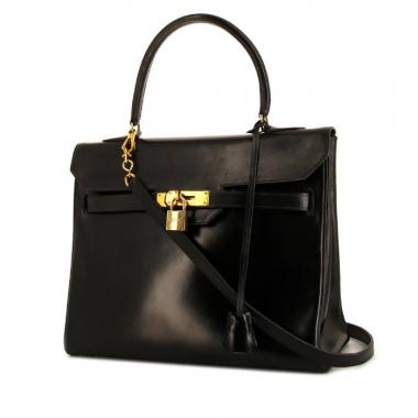 Hermes Monaco handbag in black box leather