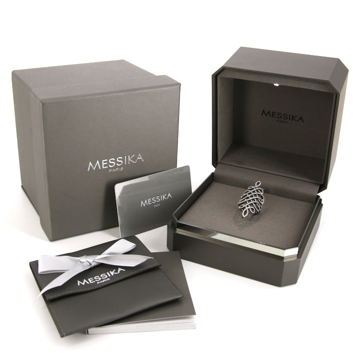 Bague Messika Promess grand modèle en or noirci et diamants - Detail D2