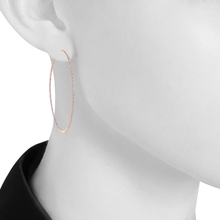 Messika Gatsby size XL hoop earrings in pink gold and diamonds - Detail D1