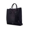 Prada shopping bag in blue leather saffiano - 00pp thumbnail