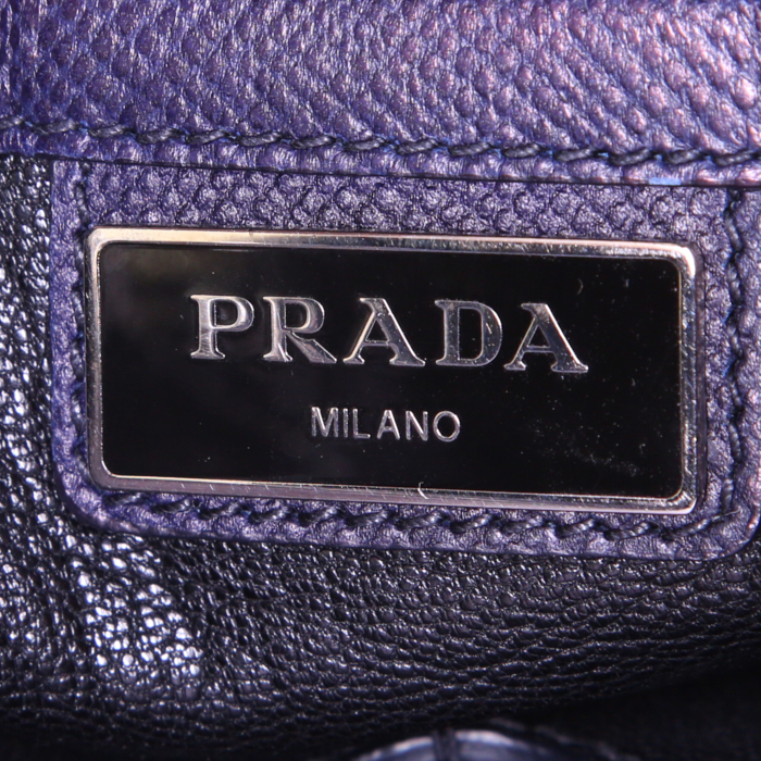 Sac cabas Prada en cuir saffiano bleu - Detail D4