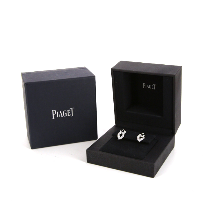 Paire de boucles d'oreilles Piaget en or blanc et diamants - Detail D2