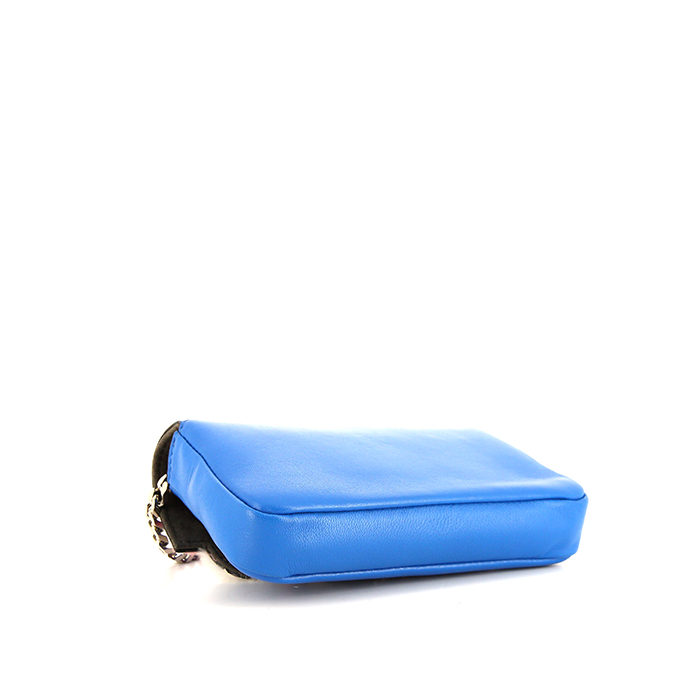 Bolso de mano Fendi Nano Baguette en cuero azul - Detail D5