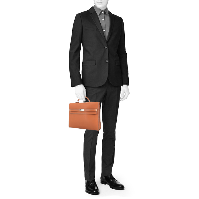 Borsa portadocumenti Hermès Kelly Dépêches in pelle Epsom gold - Detail D1