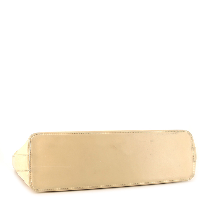 Chanel Grand Shopping shopping bag in beige leather and beige raphia - Detail D4