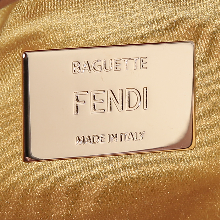 Sac à main Fendi Baguette en toile multicolore et cuir marron - Detail D4