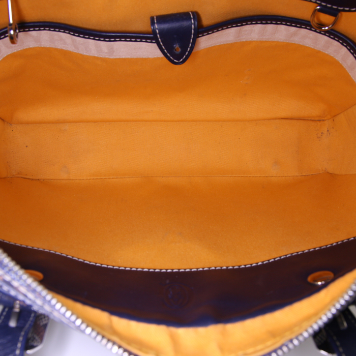 Goyard Ambassade briefcase in blue Goyard canvas and blue leather - Detail D3