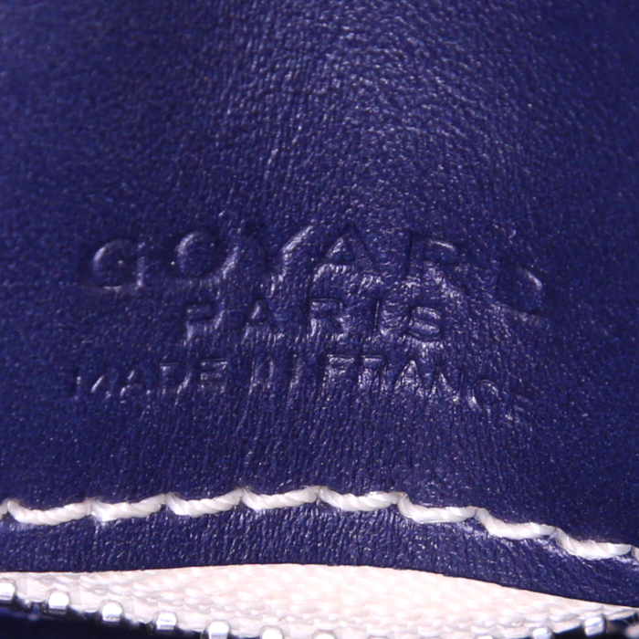 Borsa portadocumenti Goyard Ambassade in tela Goyardine blu e pelle blu - Detail D4