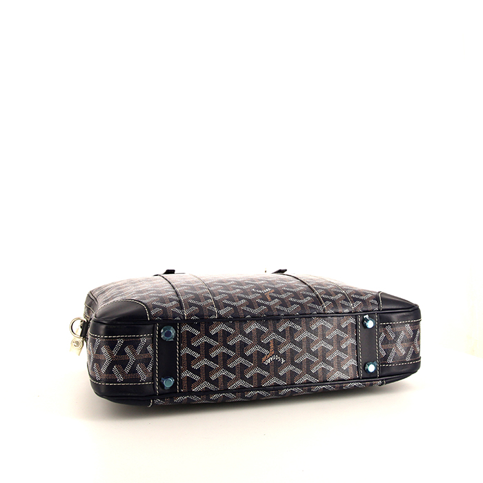 Porte-documents Goyard Ambassade en toile Goyardine bleue et cuir bleu - Detail D5