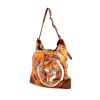 Handbag in brown and orange silk and Barenia leather - 00pp thumbnail
