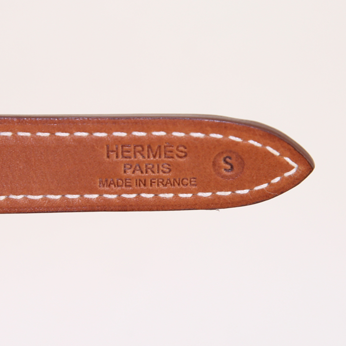Handbag in brown and orange silk and Barenia leather - Detail D2