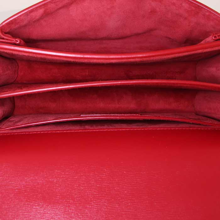 Sac bandoulière Saint Laurent Sunset en cuir rouge - Detail D3