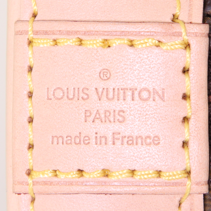 Borsa Louis Vuitton Alma BB in tela monogram marrone e pelle naturale - Detail D4